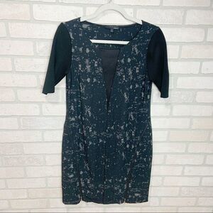 Elie Tahari Black Mesh & Zipper Dress W21